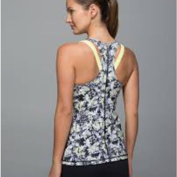 Lululemon Inspiration Tank II Crosscourt Petal Black Clarity Yellow - Picture 6 of 8